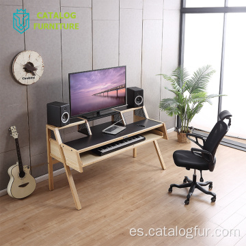 Estación de taller de música de escritorio de estudio de madera MDF con soporte para teclado